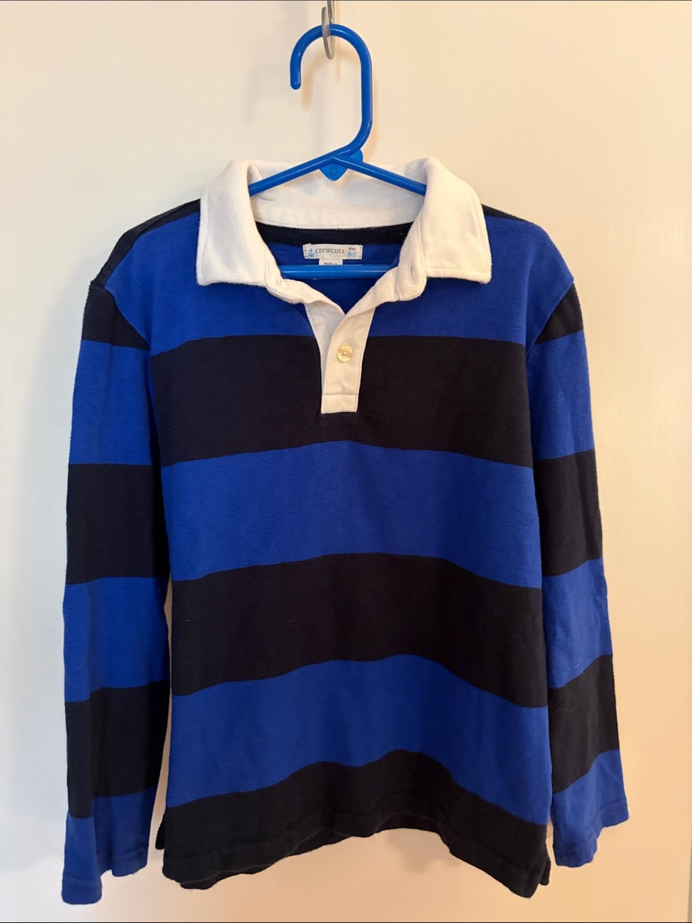 Crewcuts blue striped boys rugby shirt